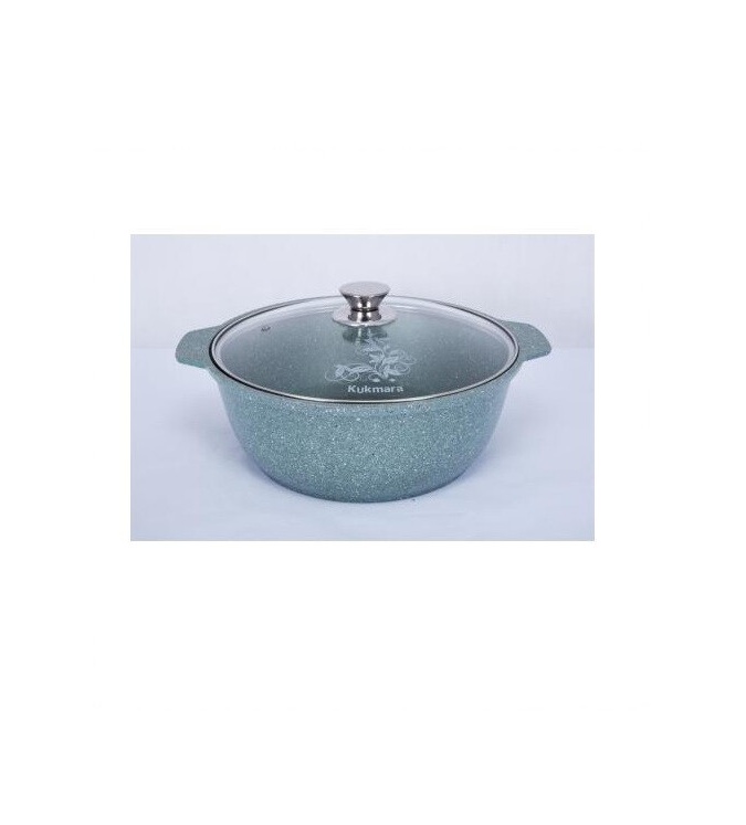 Кастрюля с антипригарным покрытием со стеклянной крышкой Kukmara Granit Ultra 1л, Blue