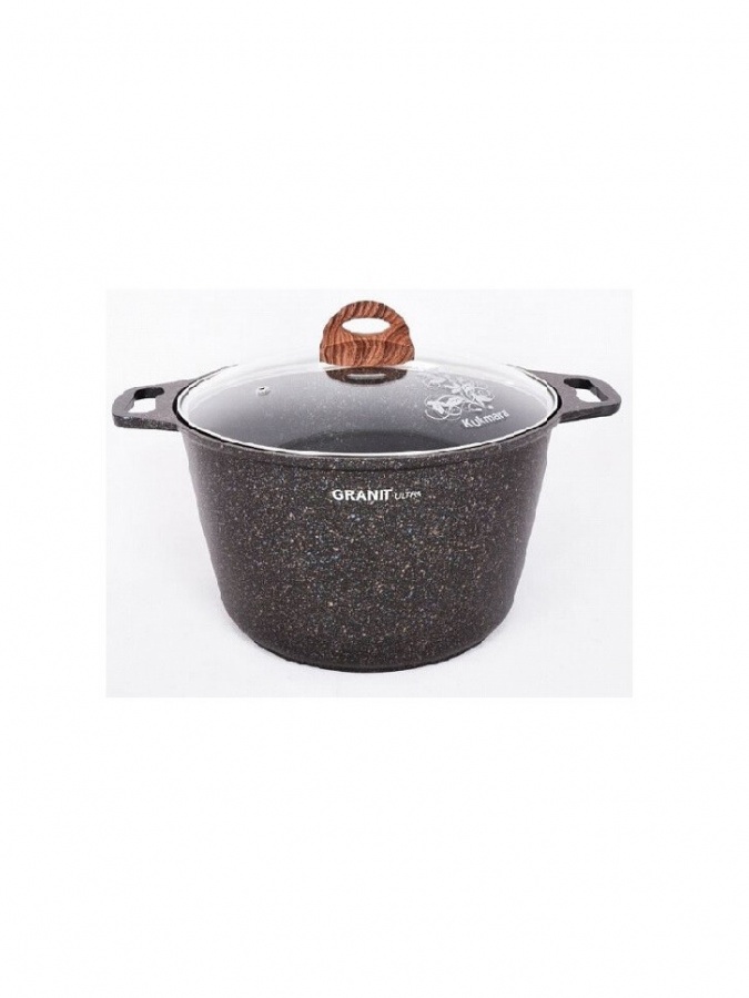 Кастрюля с антипригарным покрытием со стеклянной крышкой Kukmara Granit Ultra 10л, Blue