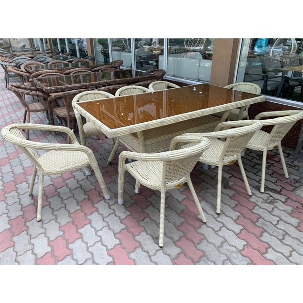 8 kishilik bog‘ mebellari to‘plami Mebel House