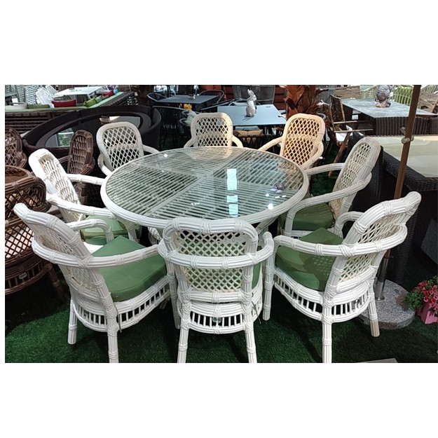 8 kishilik bog‘ mebellari to‘plami Mebel House, White-Green