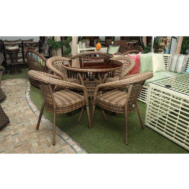 4 kishilik bog‘ mebellari to‘plami (ip oval) Mebel House, Brown