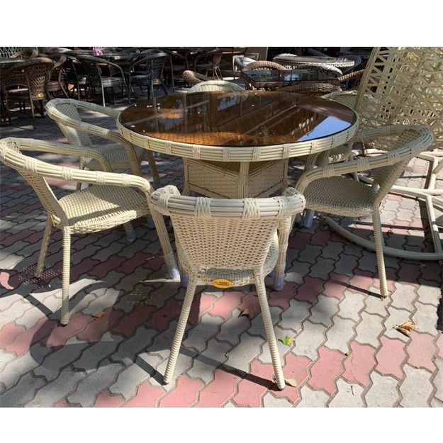 6 kishilik bog‘ mebellari to‘plami Mebel House, White