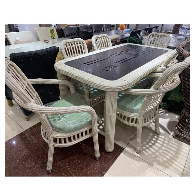 6 kishilik bog‘ mebellari to‘plami Mebel House, White-Green