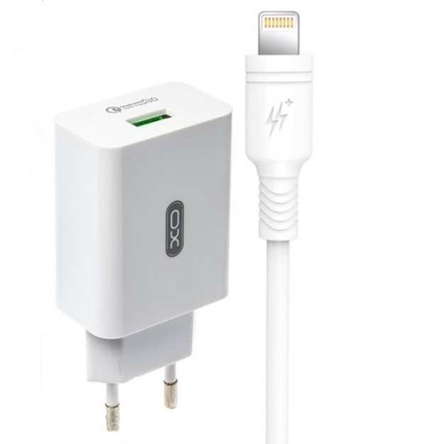 Adapter L36  EU QC3.0 Single port travel charger Lightning Suit, White