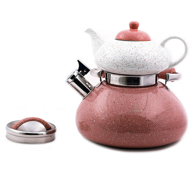 Choynak xushtakli zanglamaydigan po‘latdan granit qoplamali 3 l va granit qoplamli choynak 1l TK3-2NT Contessa White
