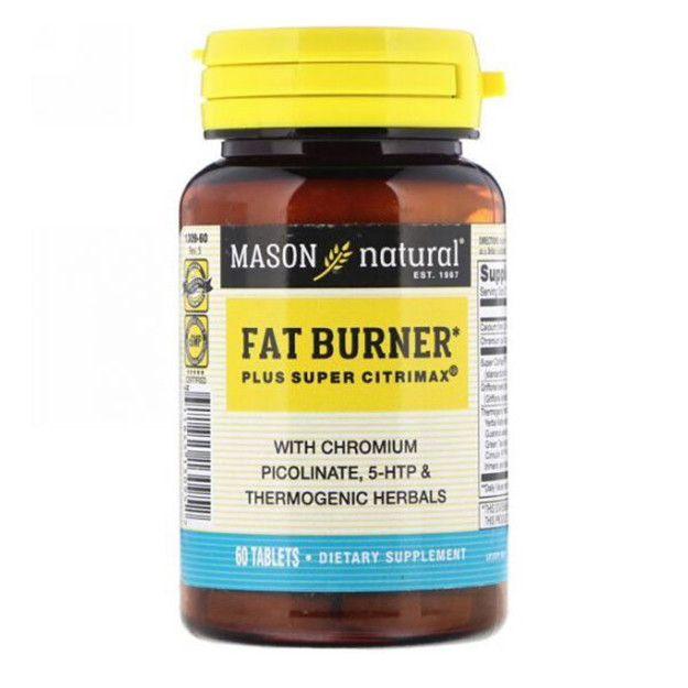 Жиросжигатель Mason Natural, Fat Burner Plus Super Citrimax, 60 Tablets