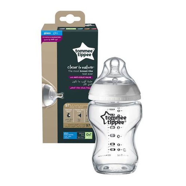 Бутылка Tommee Tippee Closer to Nature Glass Feeding Bottle 250ml