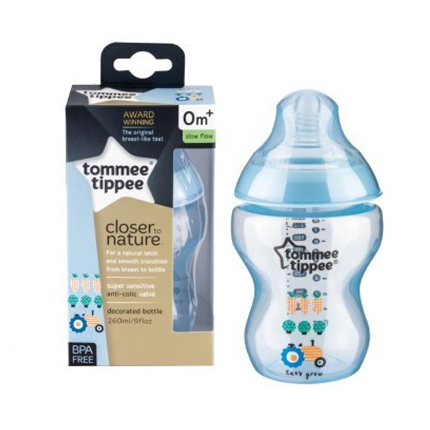 Butilka Tommee Tippee Closer to Nature Feeding Bottle 260ml, Blue