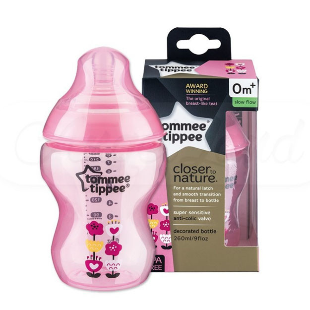 Butilka Tommee Tippee Closer to Nature Feeding Bottle 260ml, Pink