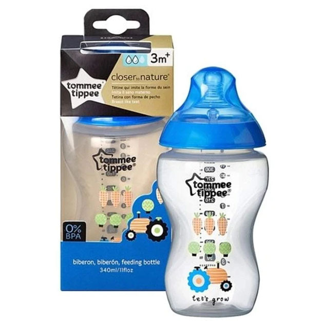 Butilka Tommee Tippee Closer to Nature Feeding Bottle 340ml, Blue