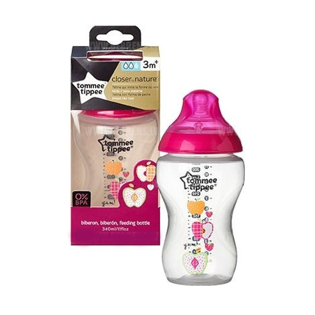 Butilka Tommee Tippee Closer to Nature Feeding Bottle 340ml, Pink