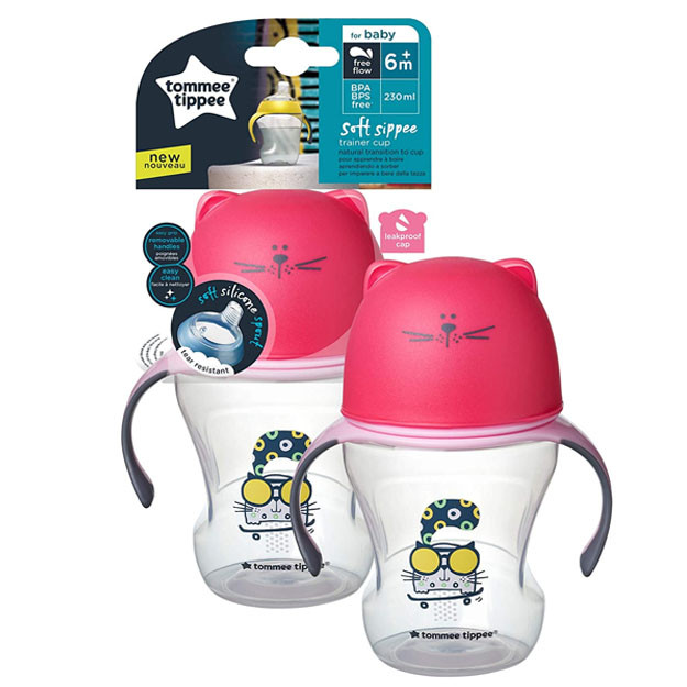 Tommee Tippee Soft Sippee Free Flow Transition Cup Pink 230ml