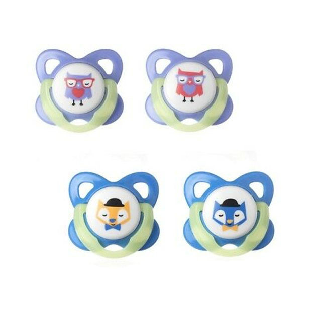 Соски Tommee Tippee Essentials Glow in the Dark soother (6-12 months) 2 Pack Purple-Blue