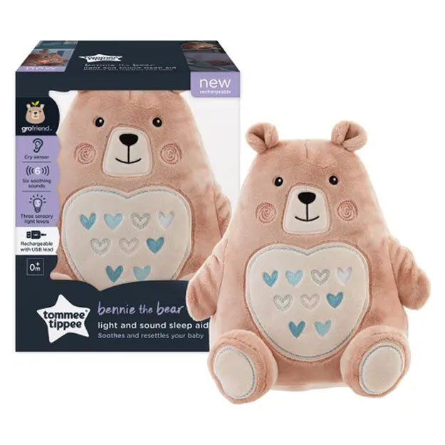 Tommee Tippee Bennie the Bear - Light and Sound Rechargeable Sleep Aid Grofriend (USB)