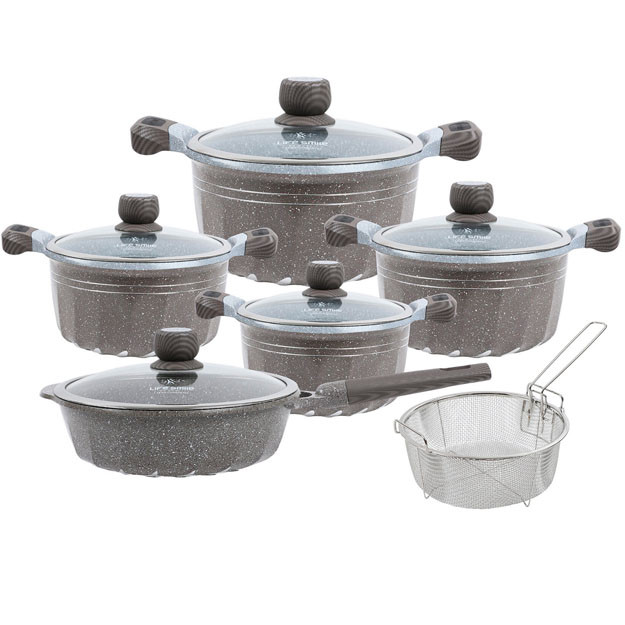 Набор посуды из 11 предметов Life Smile P2-11 Grey