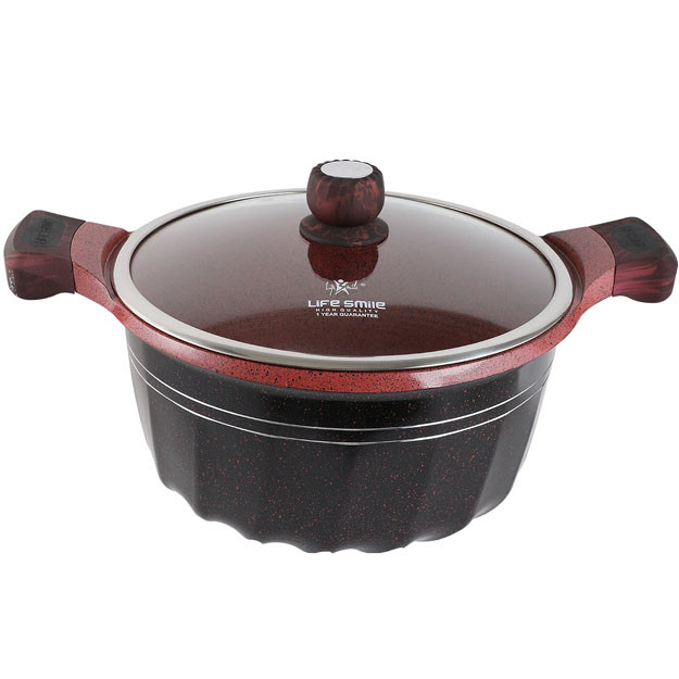 Yopishmaydigan qoplamali qozon Life Smile P2-20 20sm+2,3l Red