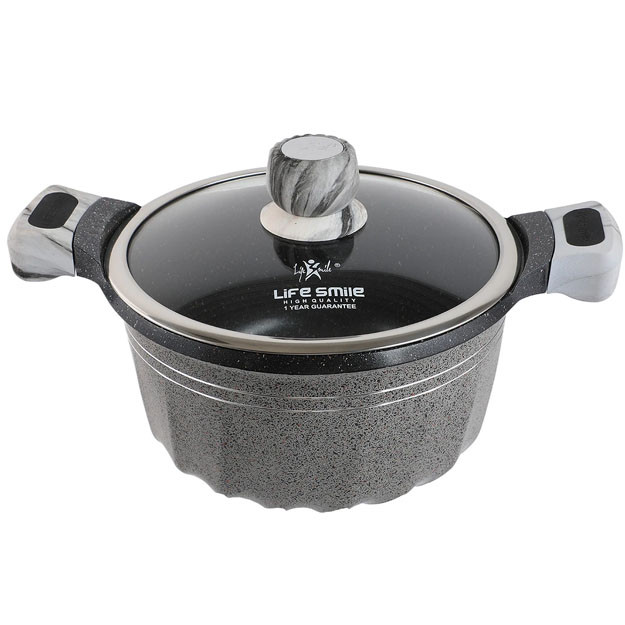 Yopishmaydigan qoplamali qozon Life Smile P2-32 32sm+9,5l Grey