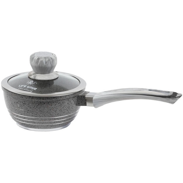 Yopishmaydigan qoplamali idish Life Smile FLCMSAU-16 16sm+1l Grey