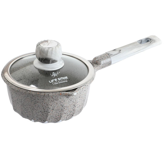 Yopishmaydigan qoplamali idish Life Smile P2SAU-18 18sm+1,5l Grey