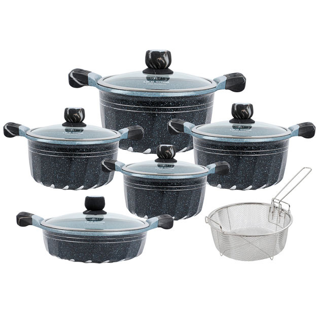 11 qismli kostryulkalar to‘plami Life Smile P2-11 Black