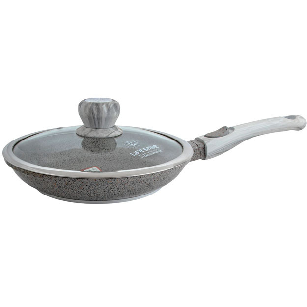 Yopishmaydigan qoplamali qovurish uchun idish (tutqichi olinadi) Life Smile FLCM2F-28 28sm Grey