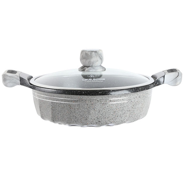 Yopishmaydigan qoplamali qovurish uchun idish Life Smile P2-SHR24 24sm+2,1l Grey
