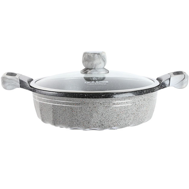 Yopishmaydigan qoplamali qovurish uchun idish Life Smile P2-SHR28 28sm+3,9l Grey