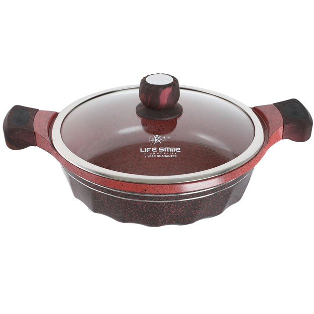 Жаровня с антипригарным покрытием Life Smile P2-SHR28 28см+3,9л Red