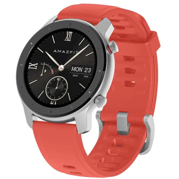Smart Watch Amazfit GTR 42 mm aluminium case, silicone strap Coral Red