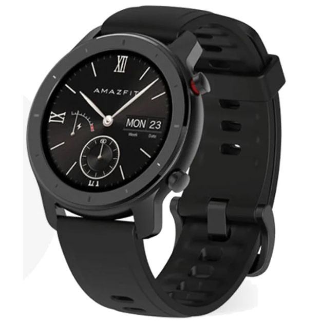 Smart Watch Amazfit GTR 42 mm aluminium case, silicone strap Strarry Black