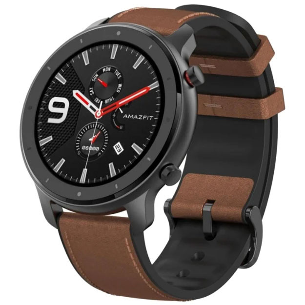 Smart Watch Amazfit GTR 47 mm aluminium case, leather strap