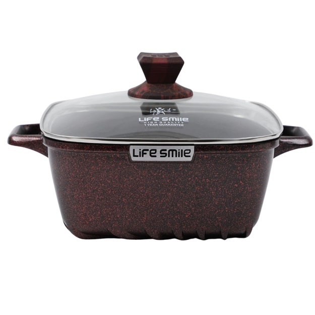 Квадратный казан с антипригарным покрытием Life Smile SPC-32P Red