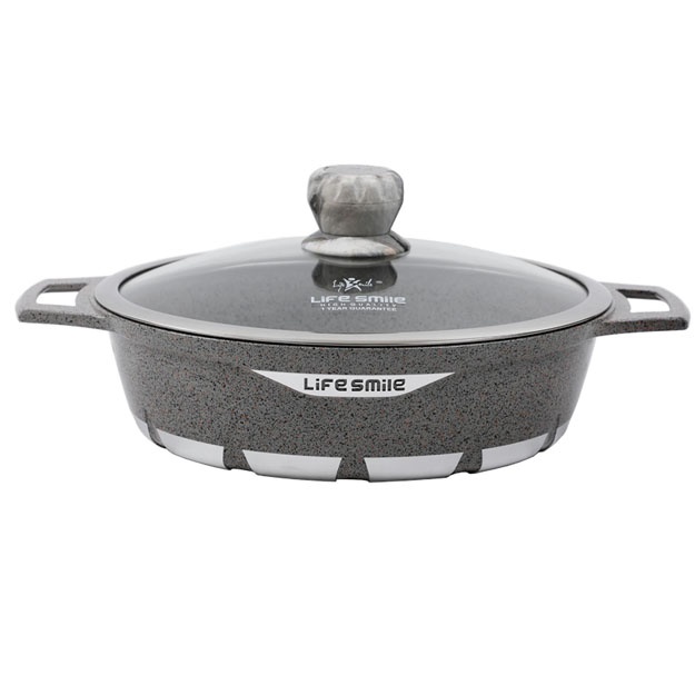 Yopishmaydigan qoplamali qovurish uchun idish Life Smile FLCMSHR 28sm+3.9l Grey