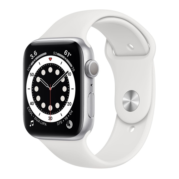 Smart Apple Watch Series Alu 6 44mm Silver Alu White Sport Band GPS, A2292