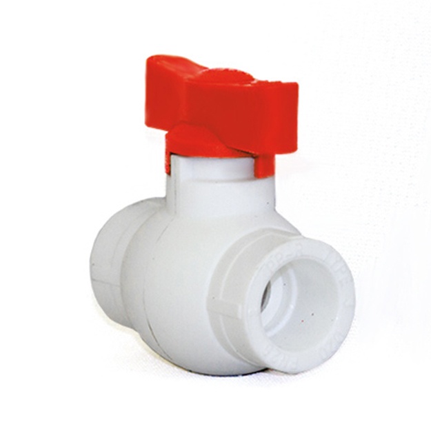 Sharli kapalaksimon kran Rosturplast 25 mm qizil