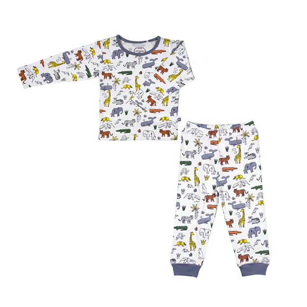 O‘g‘il bolalar va Qiz bolalar  uchun pijama O'zbebek A22-01-0003-A Oq-ko‘k 80-86sm (12-18)o