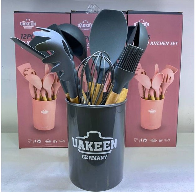 Набор силиконовых половников Uakeen VK-17(12 предметов) чёрный
