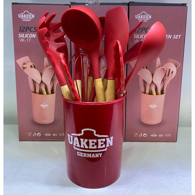 Silikon idish to‘plami Uakeen VK-17 (12 ta element) Qizil