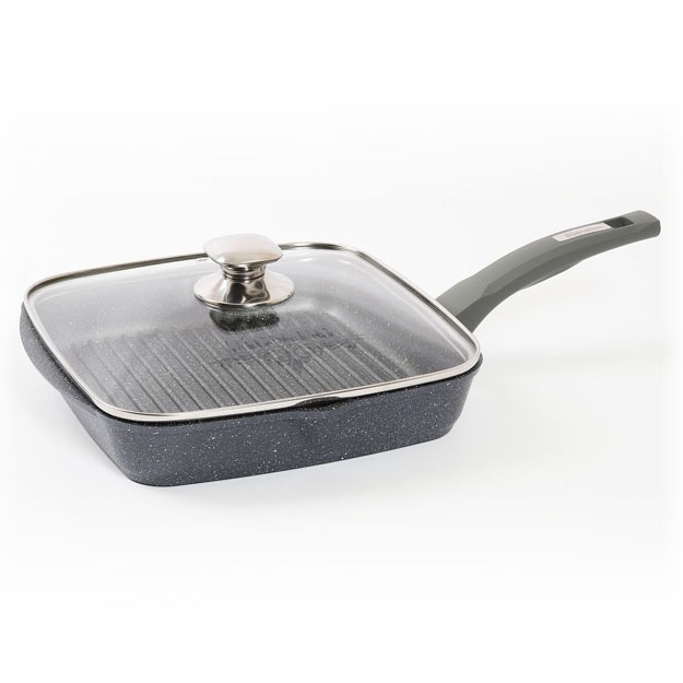 Tova gril - qopqoqli va olinmaydigan tutqichli panjara Mechta «Granit» granit 28x28 sm