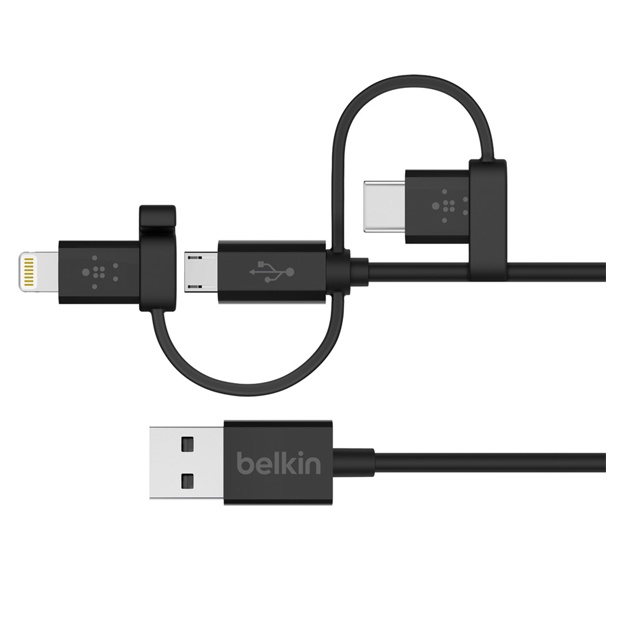 Кабель Belkin USB-A TO MICRO USB/LTG/USB-C,4,CHRG/SYNC CABLE (F8J050BT04-BLK)