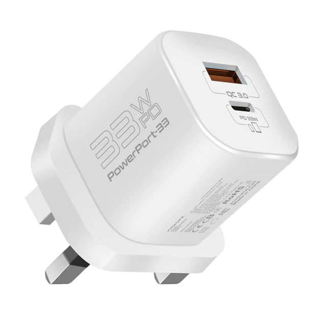 Zaryadlovchi qurilma Promate PowerPort 33W Oq