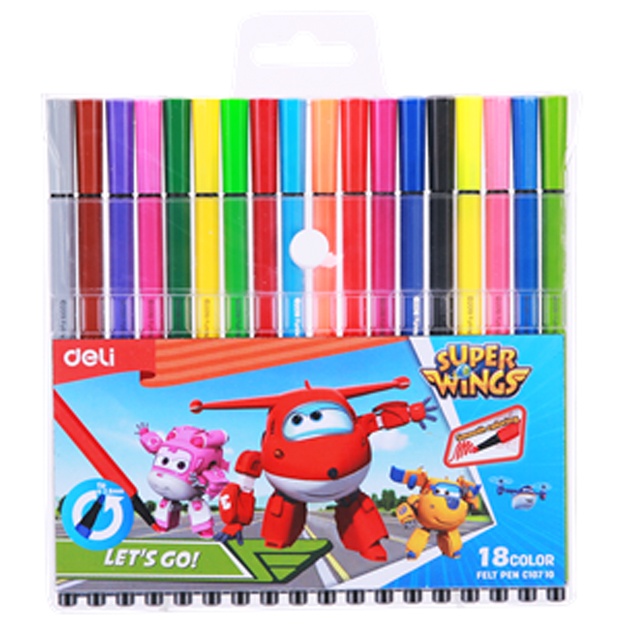 Deli Super Wings markerlari 18 xil rangli (EC10710)