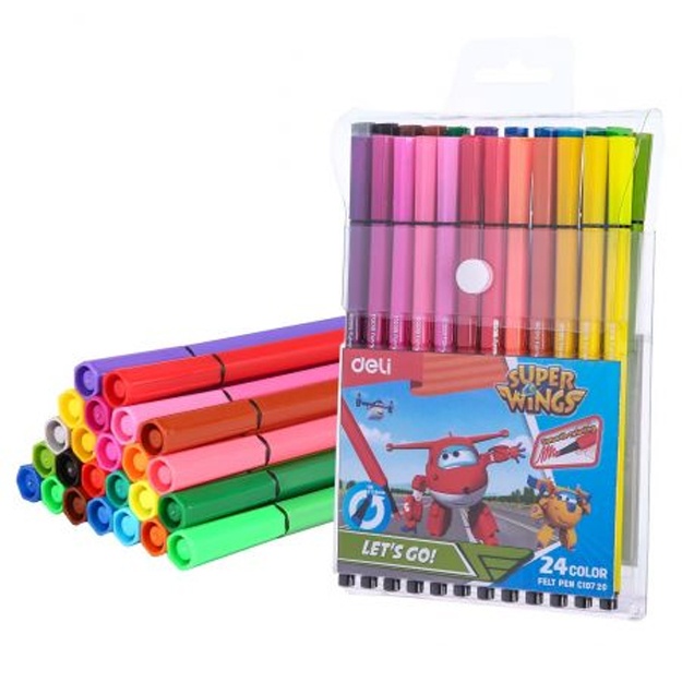 Deli Super Wings markerlari 24 xil rangli (EC10720)