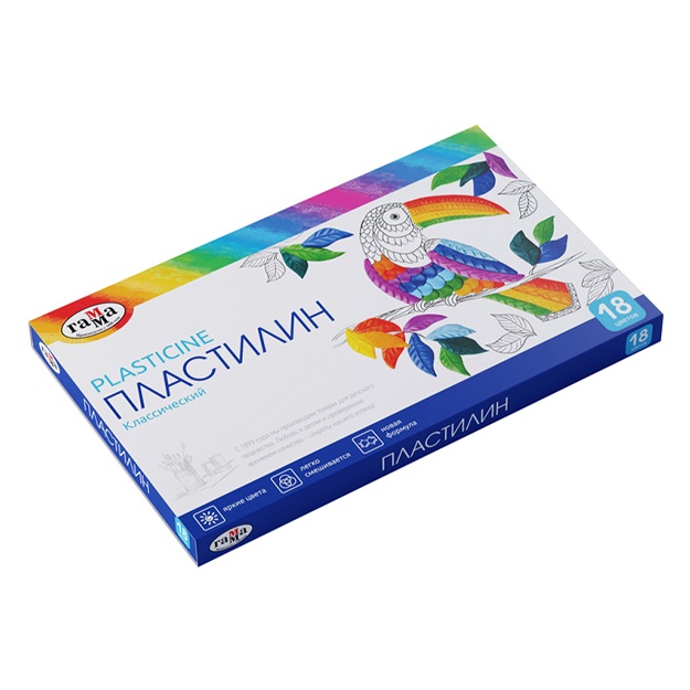 Plastilin Gamma «Klassik», 18 rang, 360 g, stek bilan, karton