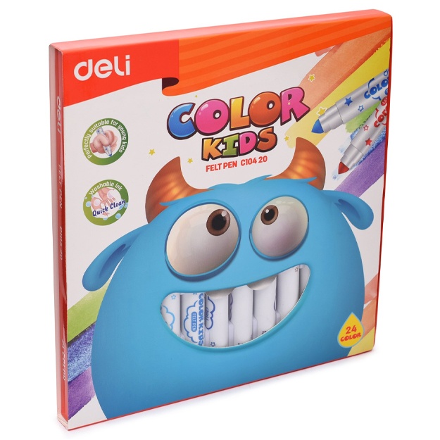 Deli Color Kids Jumbo markerlari 24 xil rangli (EC10420)