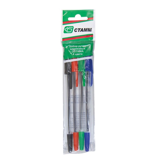 Sharikli ruchka to‘plami Stamm "Optima", 4 ta, 4 xil rangli, 0,7mm