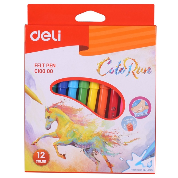 Deli ColoRun markerlari 12 xil rangli (EC10000)