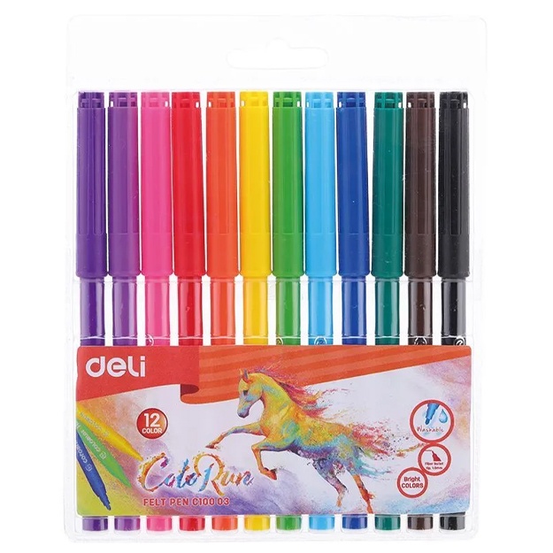 Deli ColoRun markerlari 12 xil rangli (EC10003)