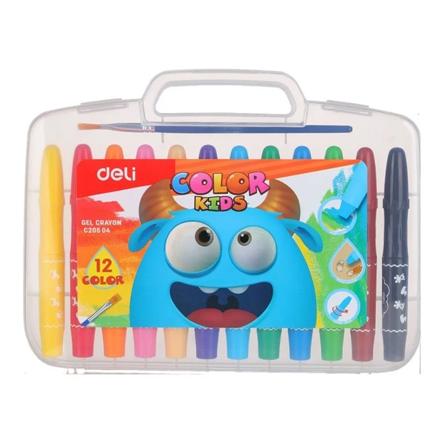 Gel rangli qalamlar Deli EC20504 Color Kids, 12 rangli