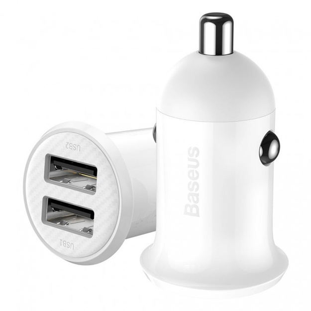 Автомобильное зарядное устройство Baseus Grain Pro 4.8A 2USB Белый (CCALLP-02)